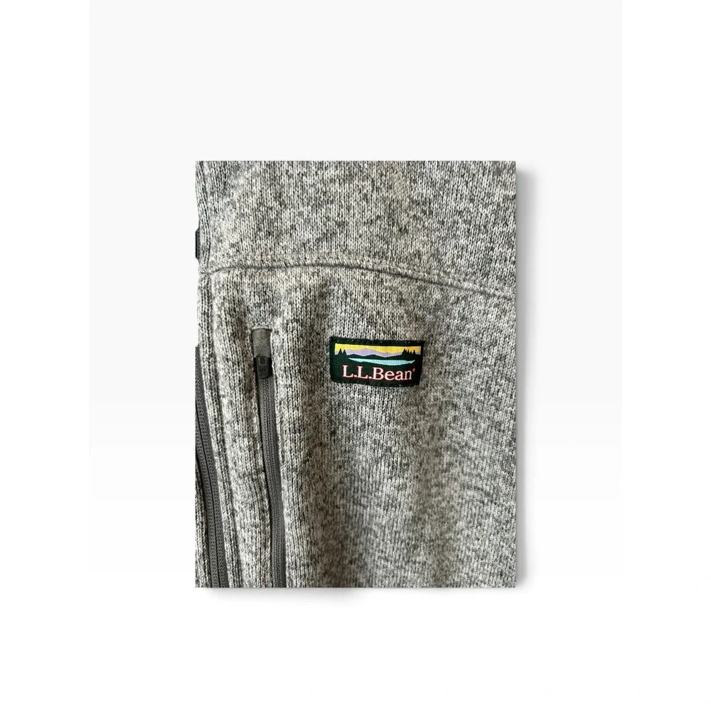 LL Bean Sweater Fleece Vest Mens XL Gray Full Zip Sleeveless Jacket 505974